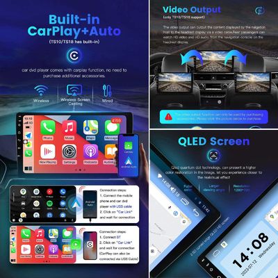 Универсальный 2 Din QELD/IPS сенсорный экран Радио плеер Carplay с функцией разделенного экрана