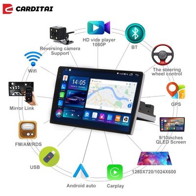 9" 2K экран 2DIN автомобильное радио с операционной системой Android 10 и совместимостью Carplay/Android Auto