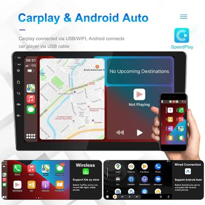 QLED Screen Android 9/10 дюймов 4G RAM 64G ROM Double Din Car MP5 Player с пользовательским интерфейсом