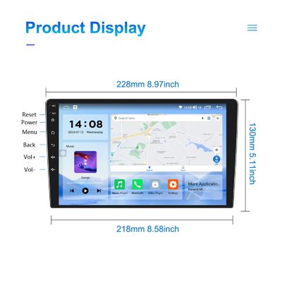 QLED Screen Android 9/10 дюймов 4G RAM 64G ROM Double Din Car MP5 Player с пользовательским интерфейсом